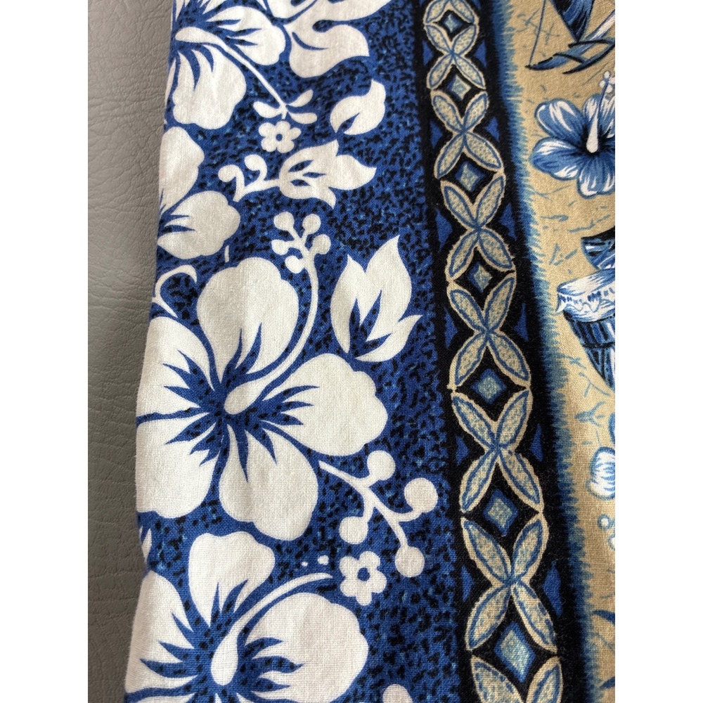 Vintage Aloha Republic Hawaii Men's XXL Blue Hibiscus Pineapple Cotton Shirt - Picture 11 of 13